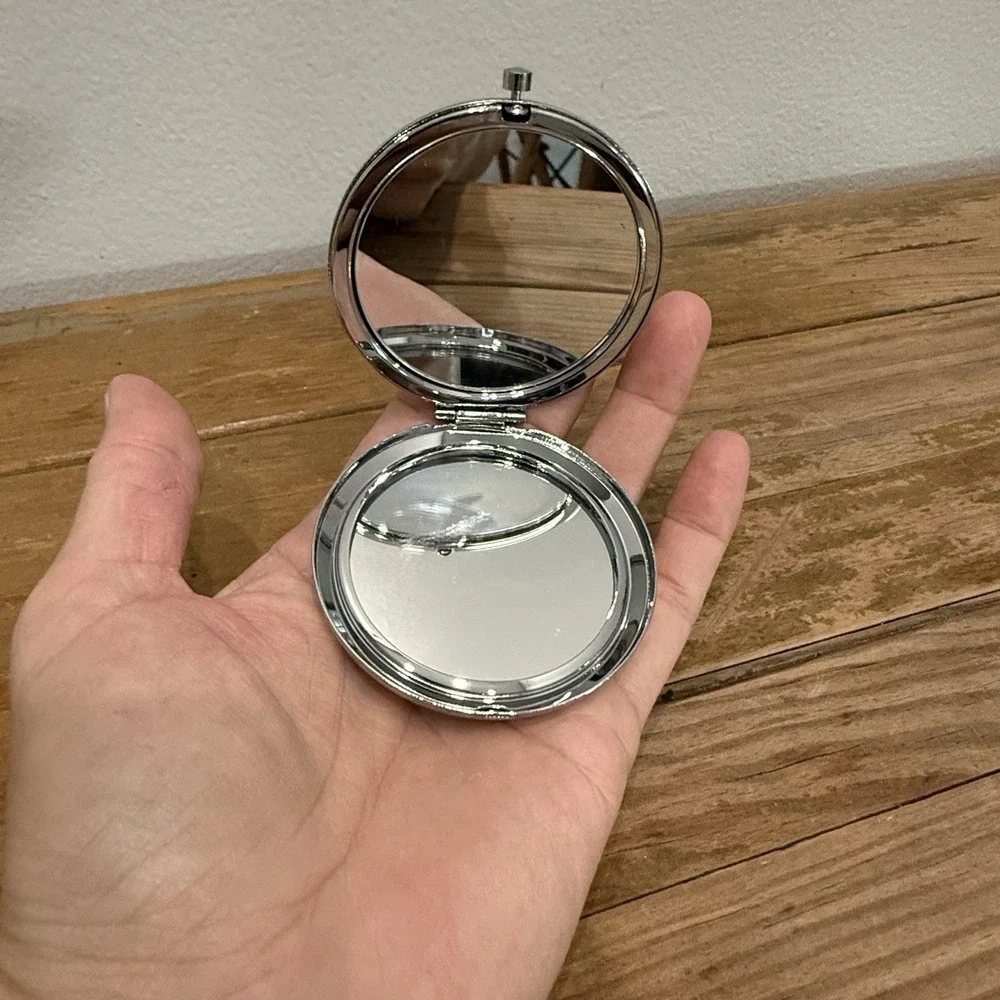 Engraved Compact Mirror 50th Birthday Not A Day Over Fabulous Silver Tone Gift